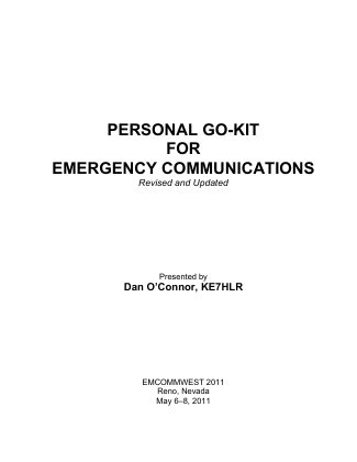 First page of Personal Go-Kit for Emergency Communications