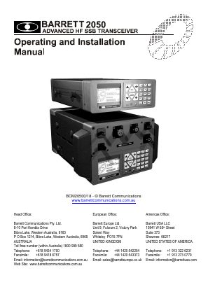 First page of Barrett 2050 — User Manual