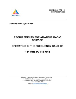 First page of MCMC SRSP ARS 144 (November 2022)