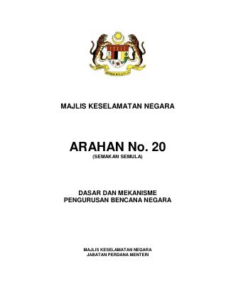 First page of Majilis Keselamatan Negera. Arahan MKN No.20 Semakan Semula 09 02 2013