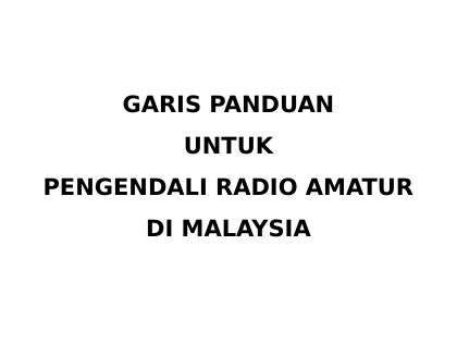 First page of Garis Panduan Pengendali Radio Amatur di Malaysia