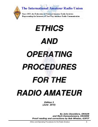 First page of Ethics and Operating Procedures for the Amateur Radio (Edition 3 – June 2010)