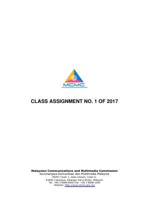 First page of MCMC Class Assignment No. 1 of 2017