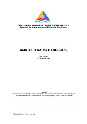 First page of MCMC Amateur Radio Handbook — First Edition (20 December 2022)